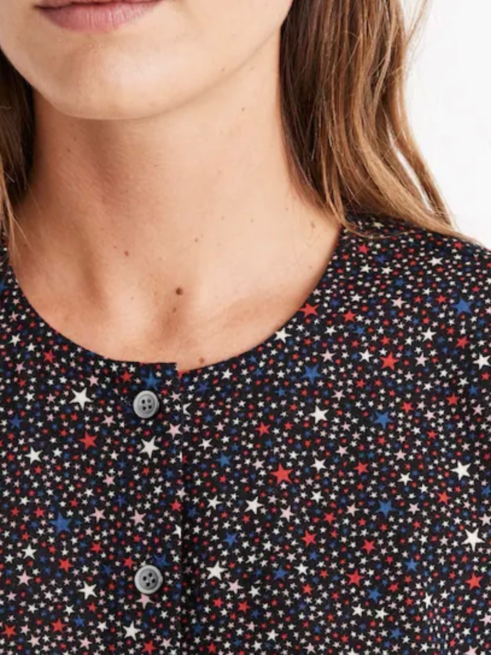 MADEWELL | Studio Ruffle Hem Top in Starry Night Button-Front Peplum Top Sz. XXS - Picture 2 of 4